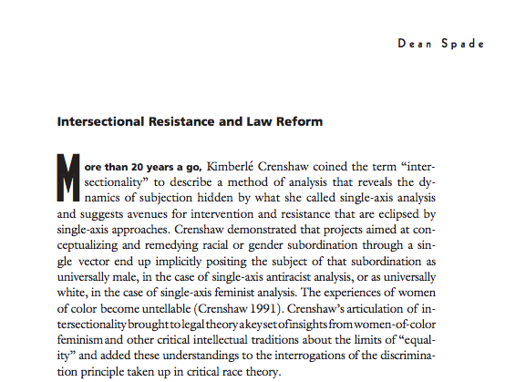 Intersectional Resistance and Law Reform