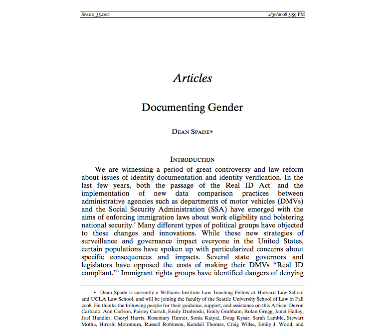 Documenting Gender